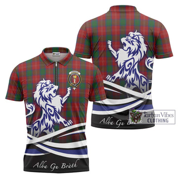 Chisholm Tartan Zipper Polo Shirt with Alba Gu Brath Regal Lion Emblem