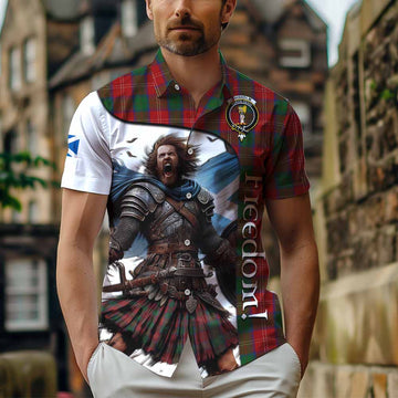 Chisholm Crest Tartan Short Sleeve Button Shirt Inspired by the Freedom of Scottish Warrior