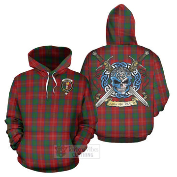 Chisholm Tartan Hoodie with Family Crest Celtic Skull Style