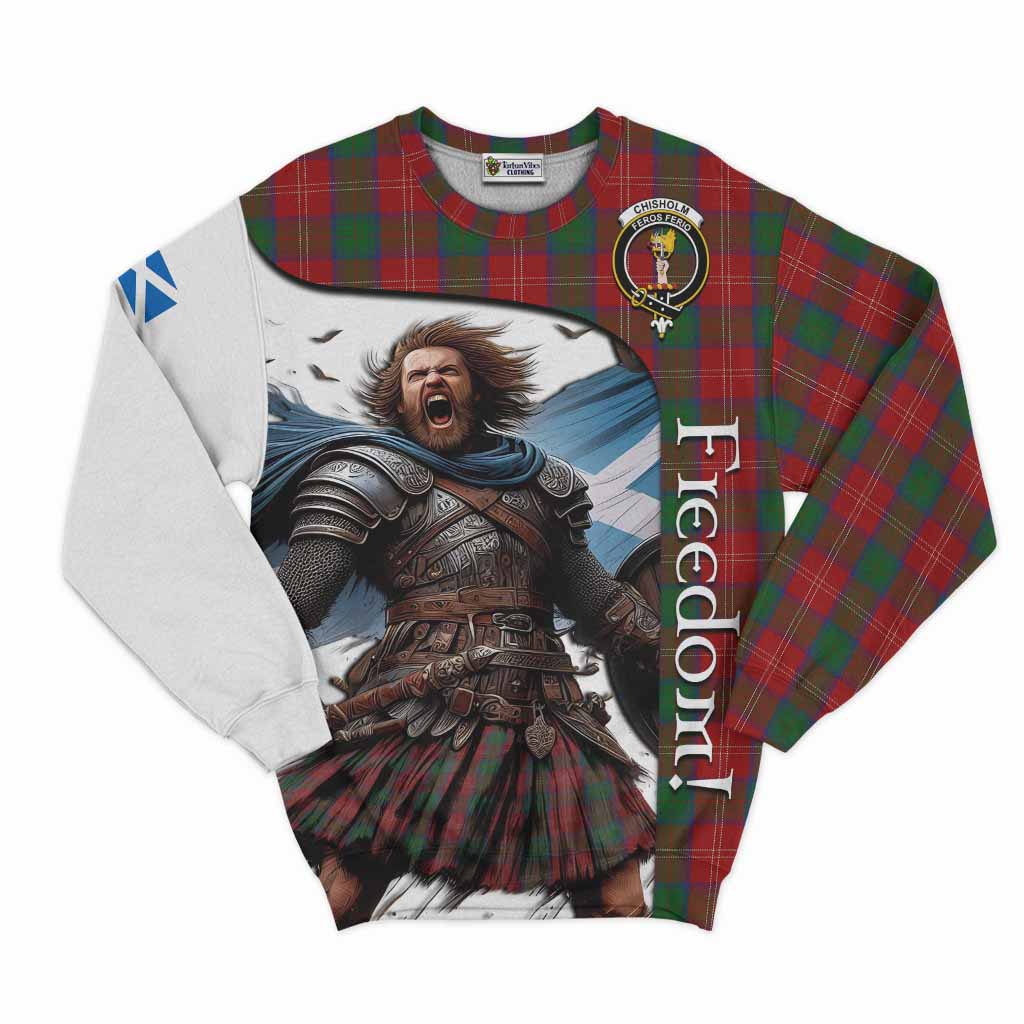 Tartan Vibes Clothing Chisholm Crest Tartan Sweatshirt Inspired by the Freedom of Scottish Warrior