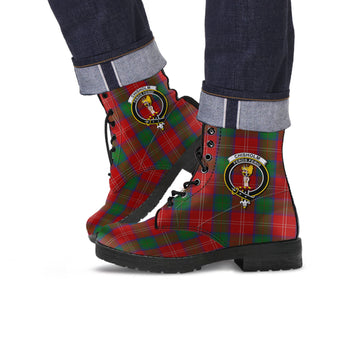 Chisholm Tartan Leather Boots with Family Crest