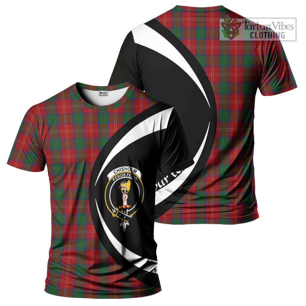 Tartan Vibes Clothing Chisholm Tartan T-Shirt with Family Crest Circle Style