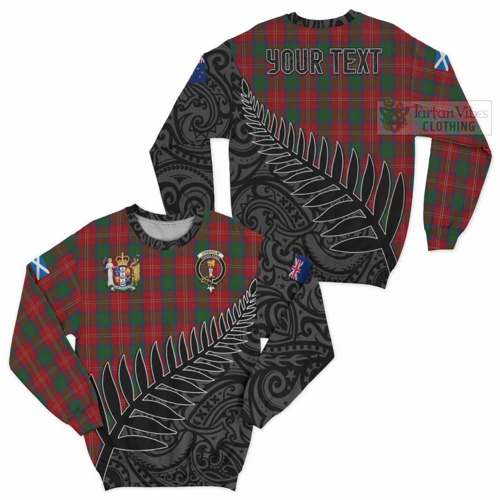 Tartan Vibes Clothing Chisholm Crest Tartan Sweatshirt with New Zealand Silver Fern Half Style