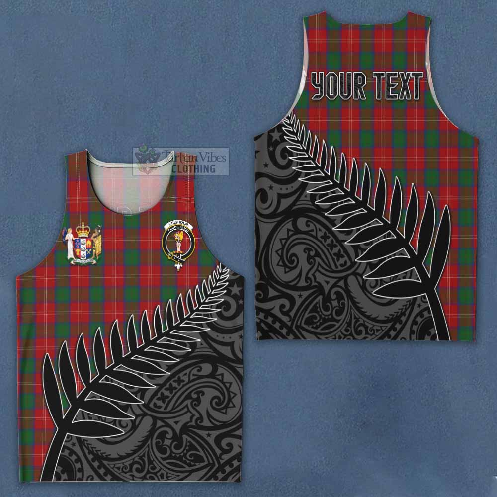 Tartan Vibes Clothing Chisholm Crest Tartan Men's Tank Top with New Zealand Silver Fern Half Style