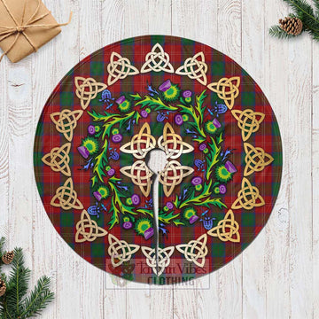 Chisholm Tartan Christmas Tree Skirt with Thistle Celtic Knot Style