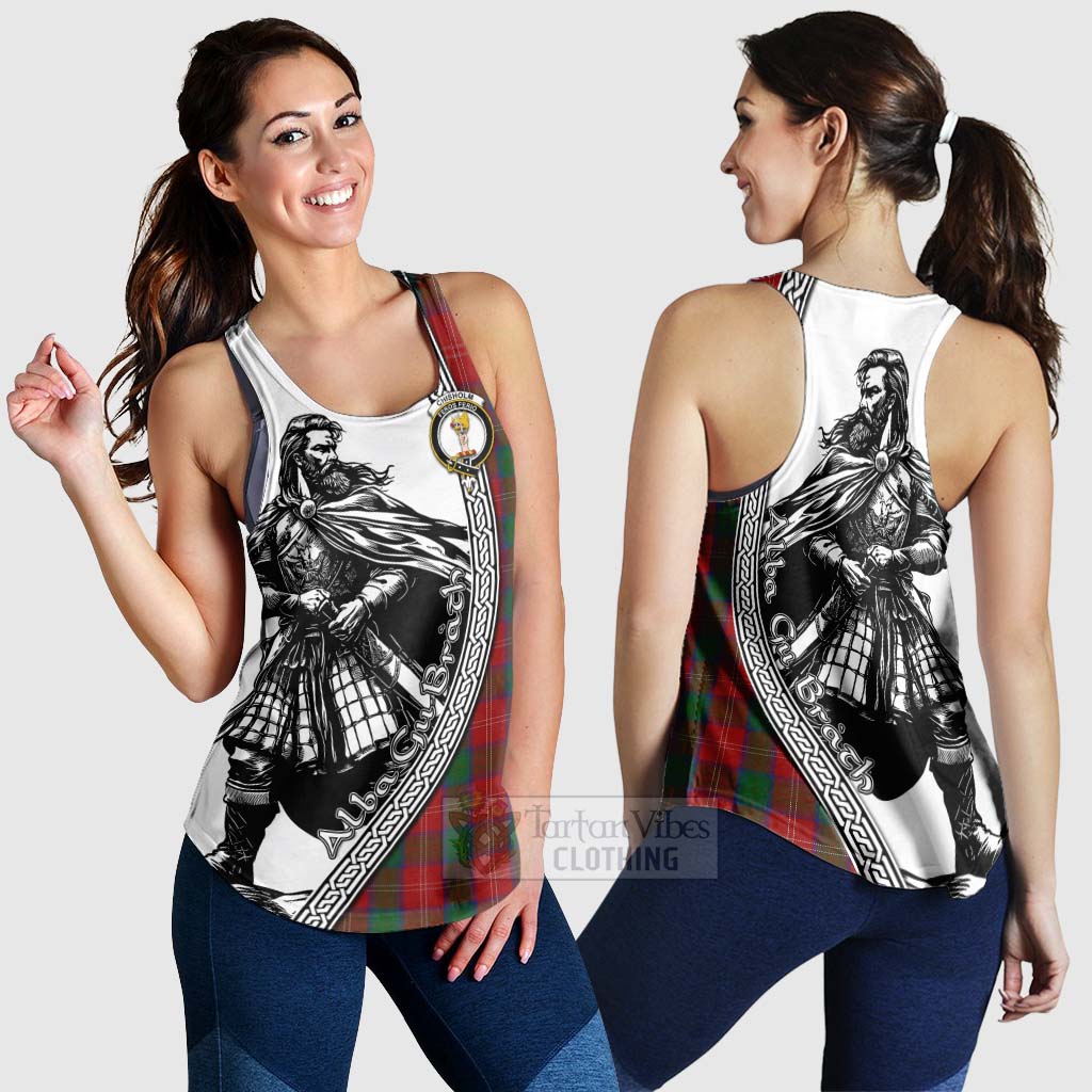 Tartan Vibes Clothing Chisholm Tartan Clan Crest Women's Racerback Tanks with Highlander Warrior Celtic Style