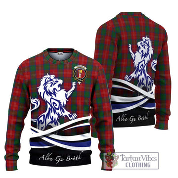 Chisholm Tartan Ugly Sweater with Alba Gu Brath Regal Lion Emblem