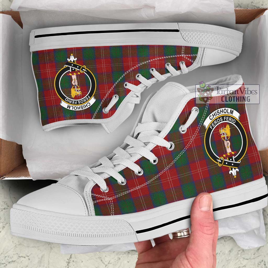 Tartan Vibes Clothing Chisholm Tartan High Top Shoes with Family Crest