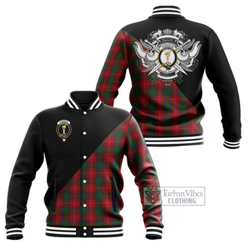 Chisholm Tartan Baseball Jacket with Family Crest and Military Logo Style