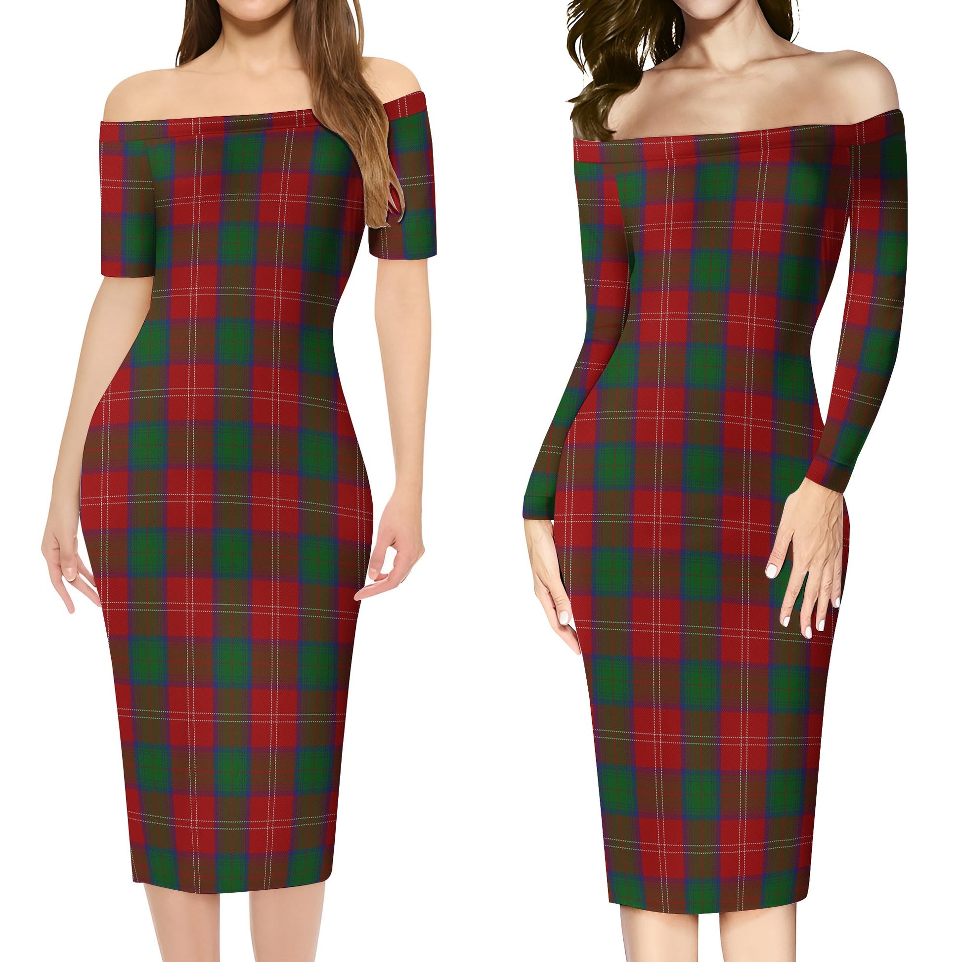 Chisholm Tartan Off Shoulder Lady Dress Women's Dress - Tartanvibesclothing