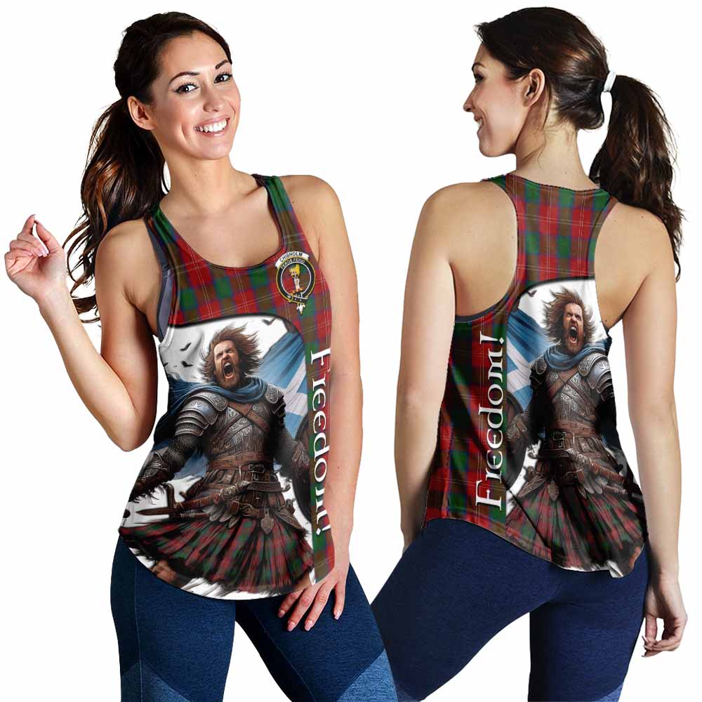 Tartan Vibes Clothing Chisholm Crest Tartan Women's Racerback Tanks Inspired by the Freedom of Scottish Warrior