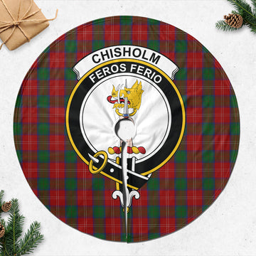 Chisholm Tartan Christmas Tree Skirt with Family Crest