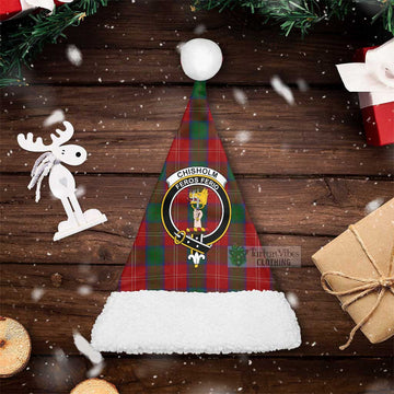 Chisholm Tartan Christmas Santa Hats with Family Crest