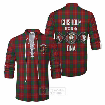 Chisholm Tartan Ghillie Kilt Shirt with Family Crest DNA In Me Style