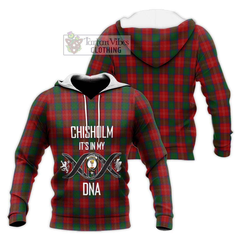 Chisholm Tartan Knitted Hoodie with Family Crest DNA In Me Style Unisex Knitted Pullover Hoodie - Tartanvibesclothing Shop