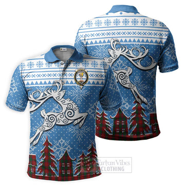 Chisholm Clan Christmas Polo Shirt Celtic Reindeer Style