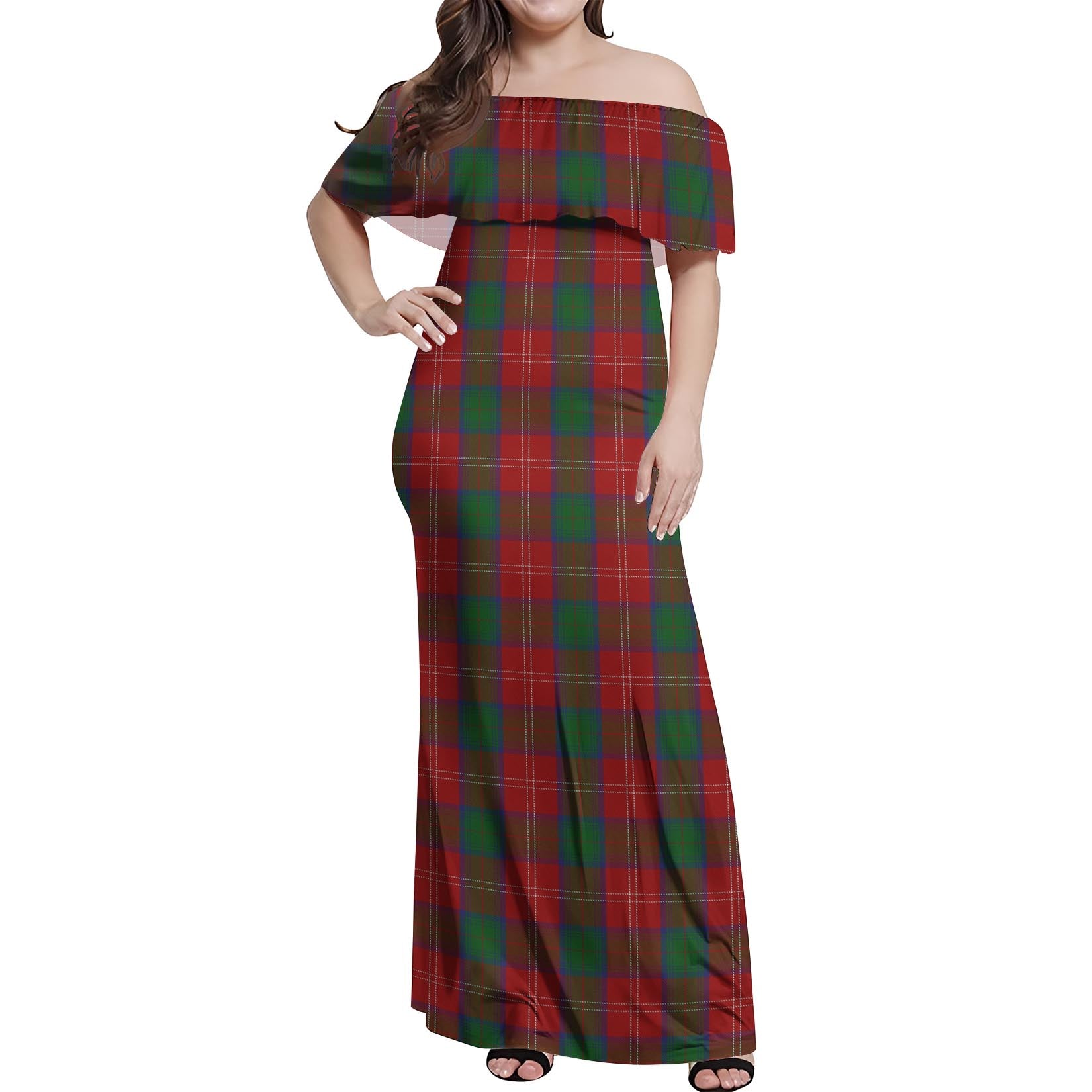 Chisholm Tartan Off Shoulder Long Dress Women's Dress - Tartanvibesclothing