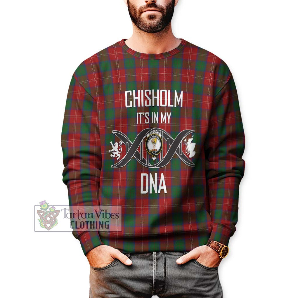 Chisholm Tartan Sweatshirt with Family Crest DNA In Me Style Unisex - Tartanvibesclothing Shop