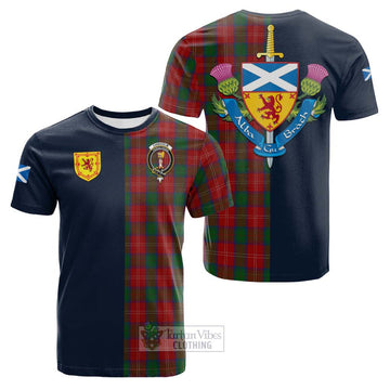 Chisholm Tartan Cotton T-shirt Alba with Scottish Lion Royal Arm Half Style