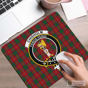 Chisholm Tartan Mouse Pad with Family Crest