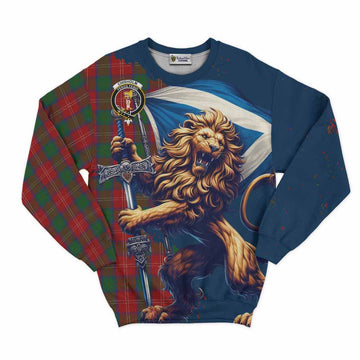 Chisholm Tartan Family Crest Sweatshirt with Scottish Majestic Lion