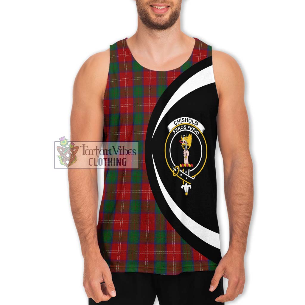 Chisholm Tartan Men's Tank Top with Family Crest Circle Style Men - Tartan Vibes Clothing