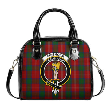 Chisholm Tartan Shoulder Handbags with Family Crest