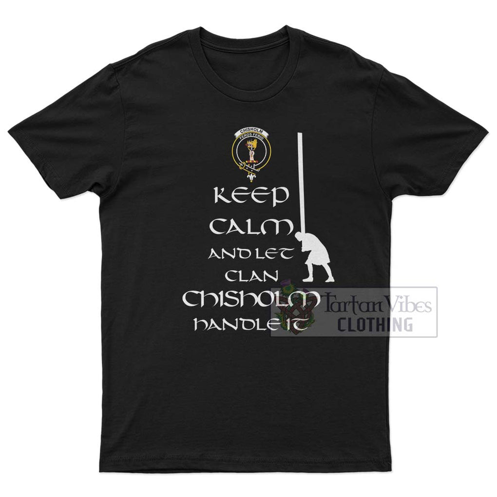 Chisholm Clan Men's T-Shirt: Keep Calm and Let the Clan Handle It Caber Toss Highland Games Style White - 2D-tartanvibesclothing