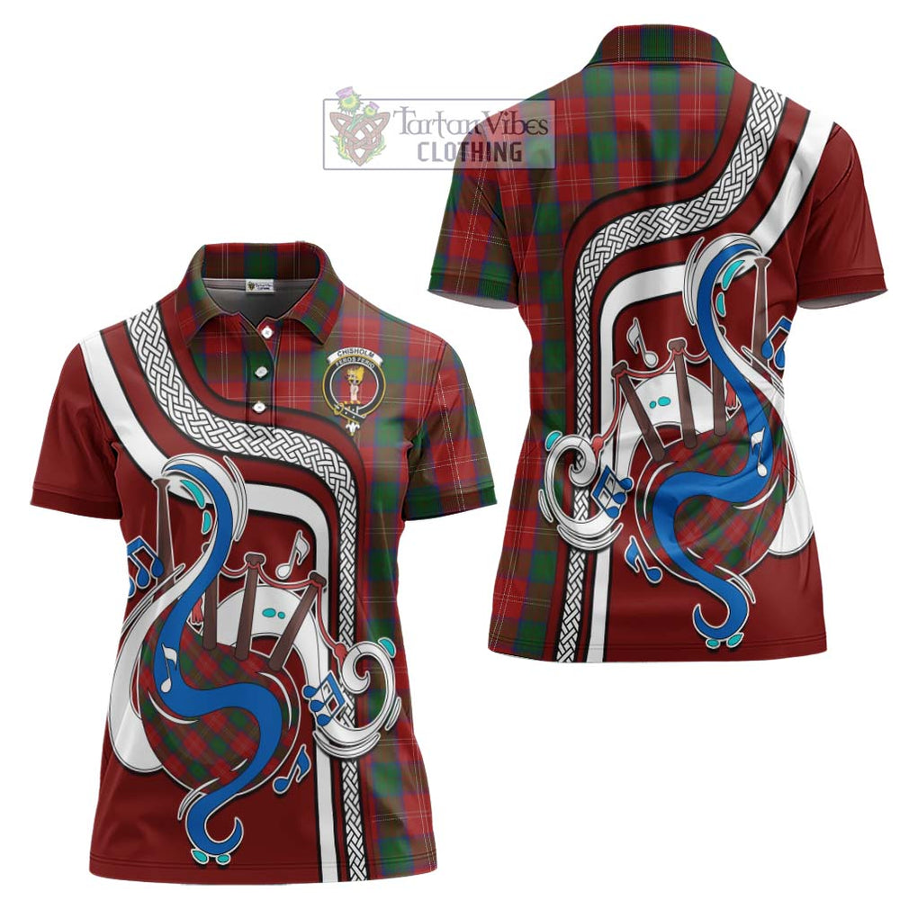 Chisholm Tartan Women's Polo Shirt with Epic Bagpipe Style Women - Tartanvibesclothing Shop