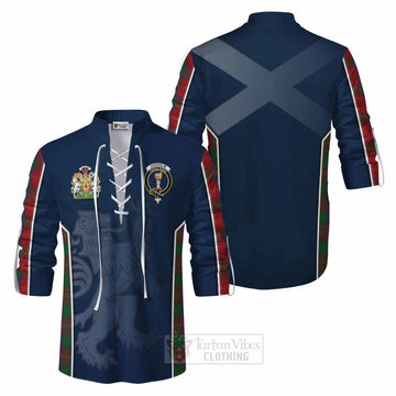 Chisholm Tartan Ghillie Kilt Shirt with Family Crest and Lion Rampant Vibes Sport Style