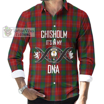 Chisholm Tartan Long Sleeve Button Shirt with Family Crest DNA In Me Style