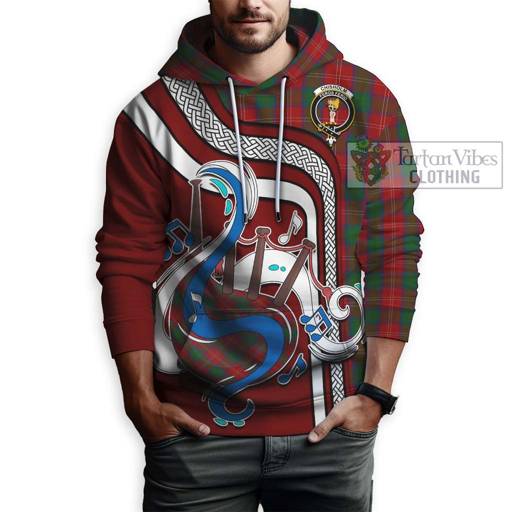 Chisholm Tartan Hoodie with Epic Bagpipe Style Zip Hoodie - Tartanvibesclothing Shop