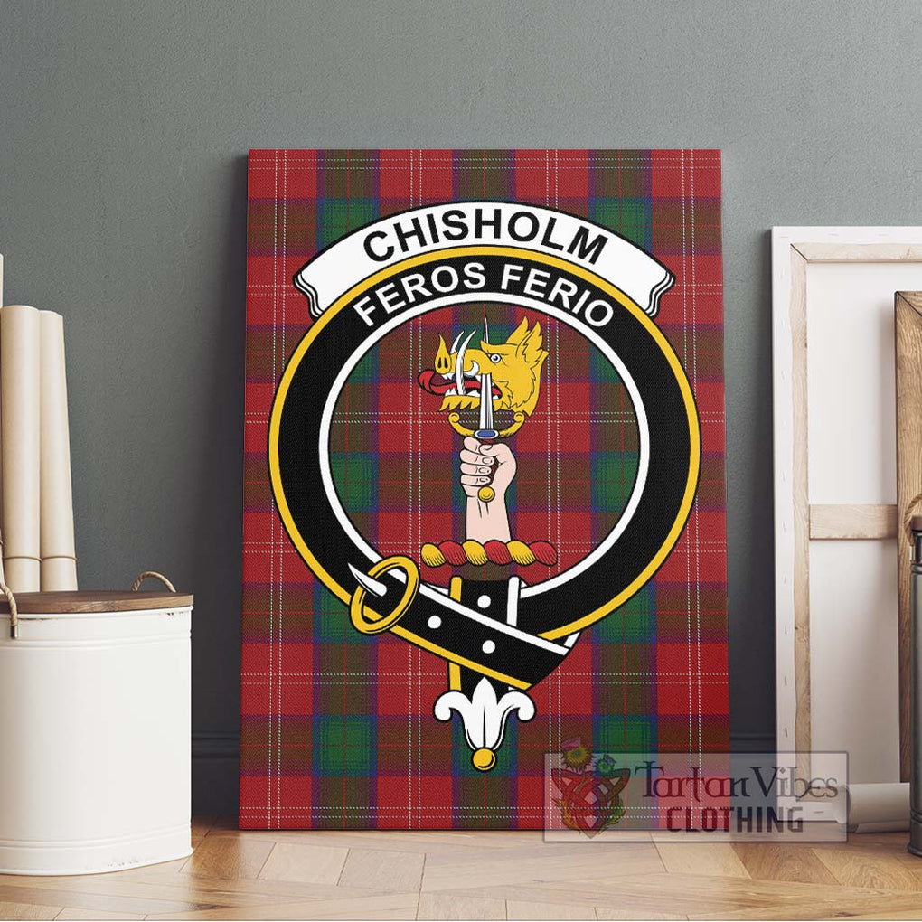 Chisholm Tartan Canvas Print Wall Art with Family Crest Without Frame - Tartan Vibes Clothing