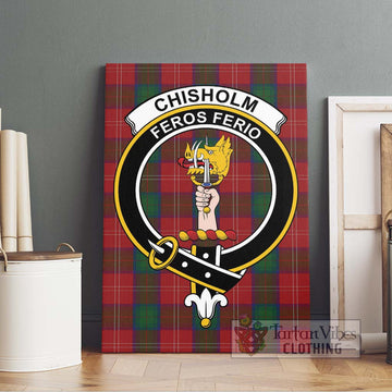 Chisholm Tartan Canvas Print Wall Art with Family Crest