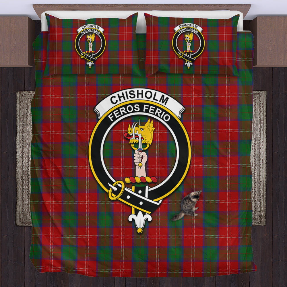 Chisholm Tartan Bedding Set with Family Crest US Bedding Set - Tartan Vibes Clothing