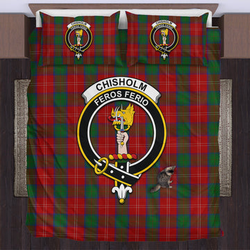 Chisholm Tartan Bedding Set with Family Crest