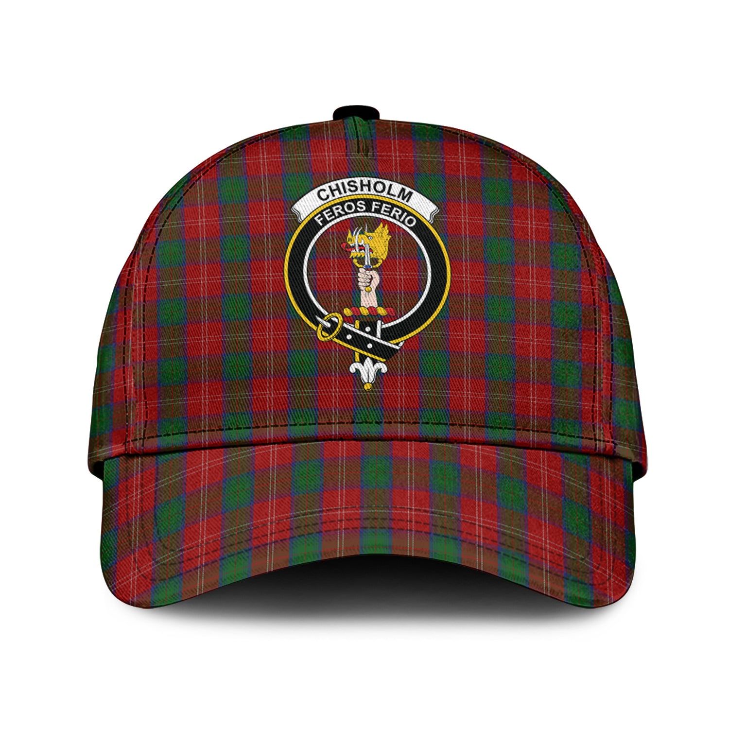 Chisholm Tartan Classic Cap with Family Crest Classic Cap Universal Fit - Tartan Vibes Clothing