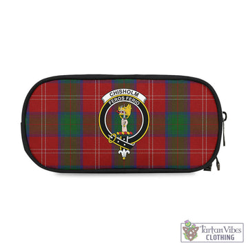 Chisholm Tartan Pen and Pencil Case with Family Crest