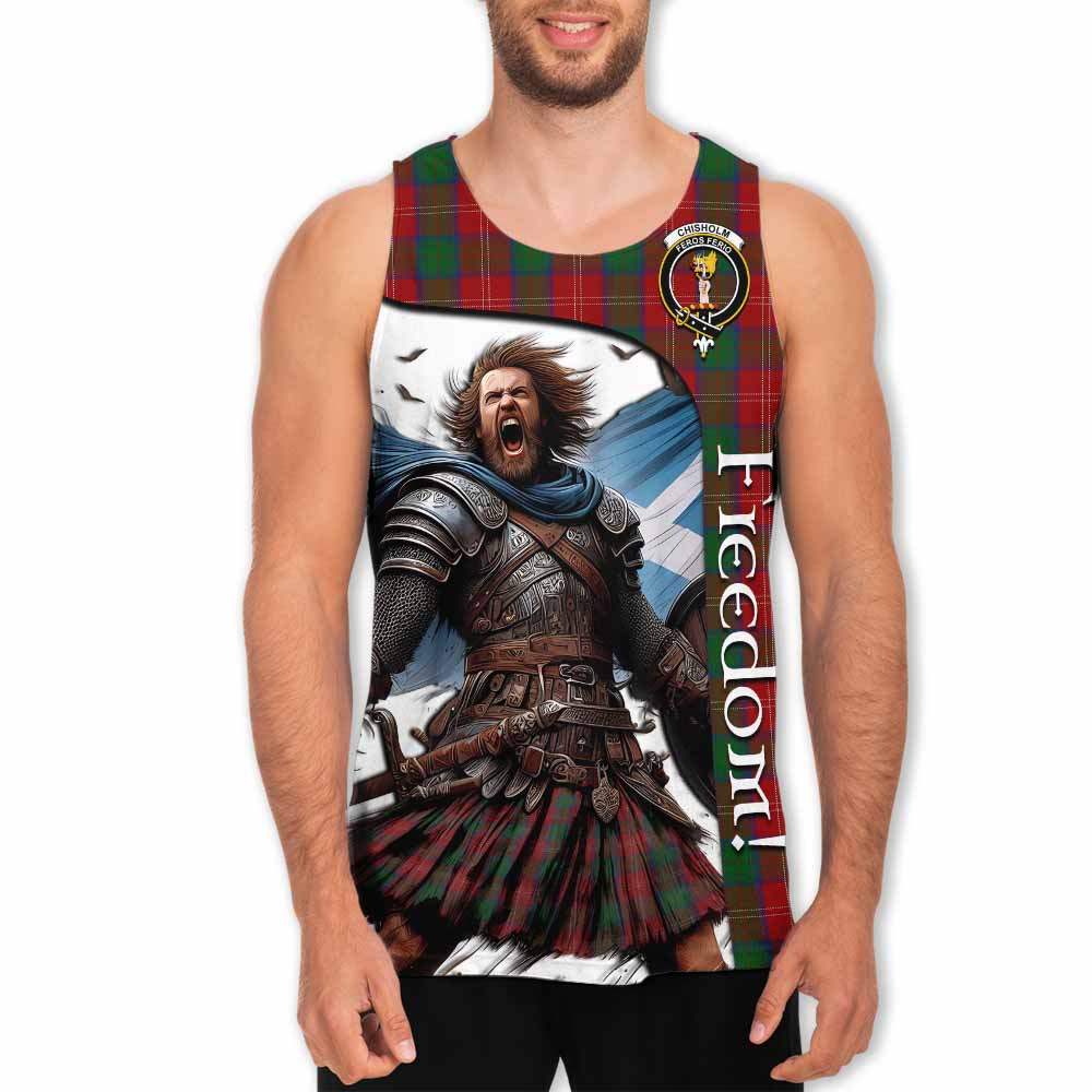 Tartan Vibes Clothing Chisholm Crest Tartan Men's Tank Top Inspired by the Freedom of Scottish Warrior