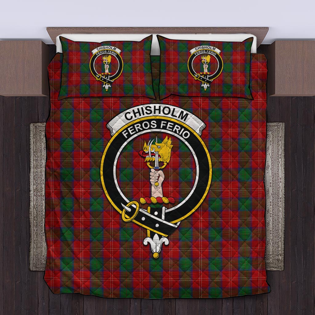 Chisholm Tartan Quilt Bed Set with Family Crest Twin - Tartan Vibes Clothing