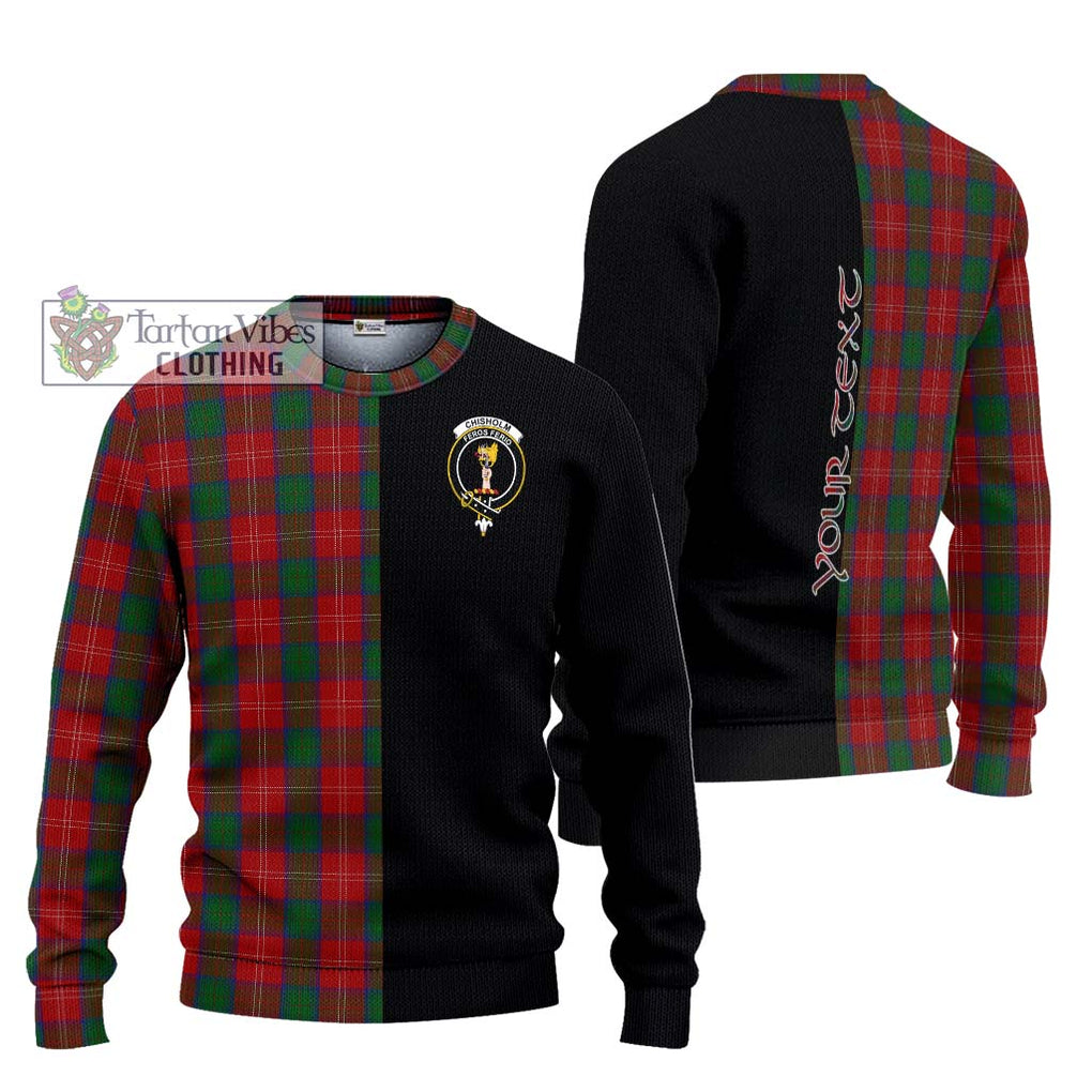 Chisholm Tartan Knitted Sweater with Family Crest and Half Of Me Style Unisex - Tartanvibesclothing Shop