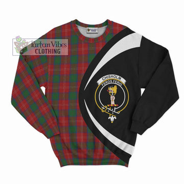 Chisholm Tartan Sweatshirt with Family Crest Circle Style