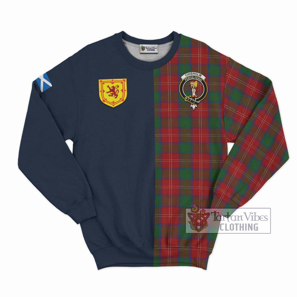 Tartan Vibes Clothing Chisholm Tartan Sweatshirt with Scottish Lion Royal Arm Half Style