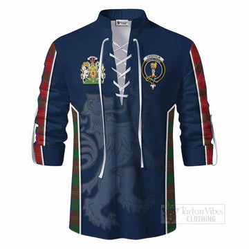 Chisholm Tartan Ghillie Kilt Shirt with Family Crest and Lion Rampant Vibes Sport Style