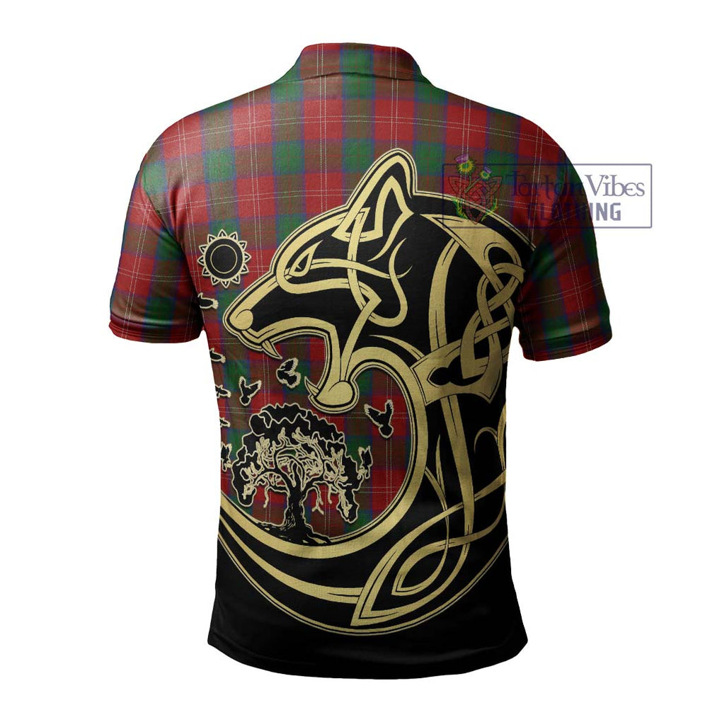 Chisholm Tartan Polo Shirt with Family Crest Celtic Wolf Style - Tartanvibesclothing Shop