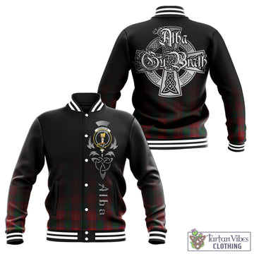 Chisholm Tartan Baseball Jacket Featuring Alba Gu Brath Family Crest Celtic Inspired