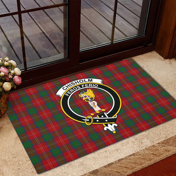 Chisholm Tartan Door Mat with Family Crest