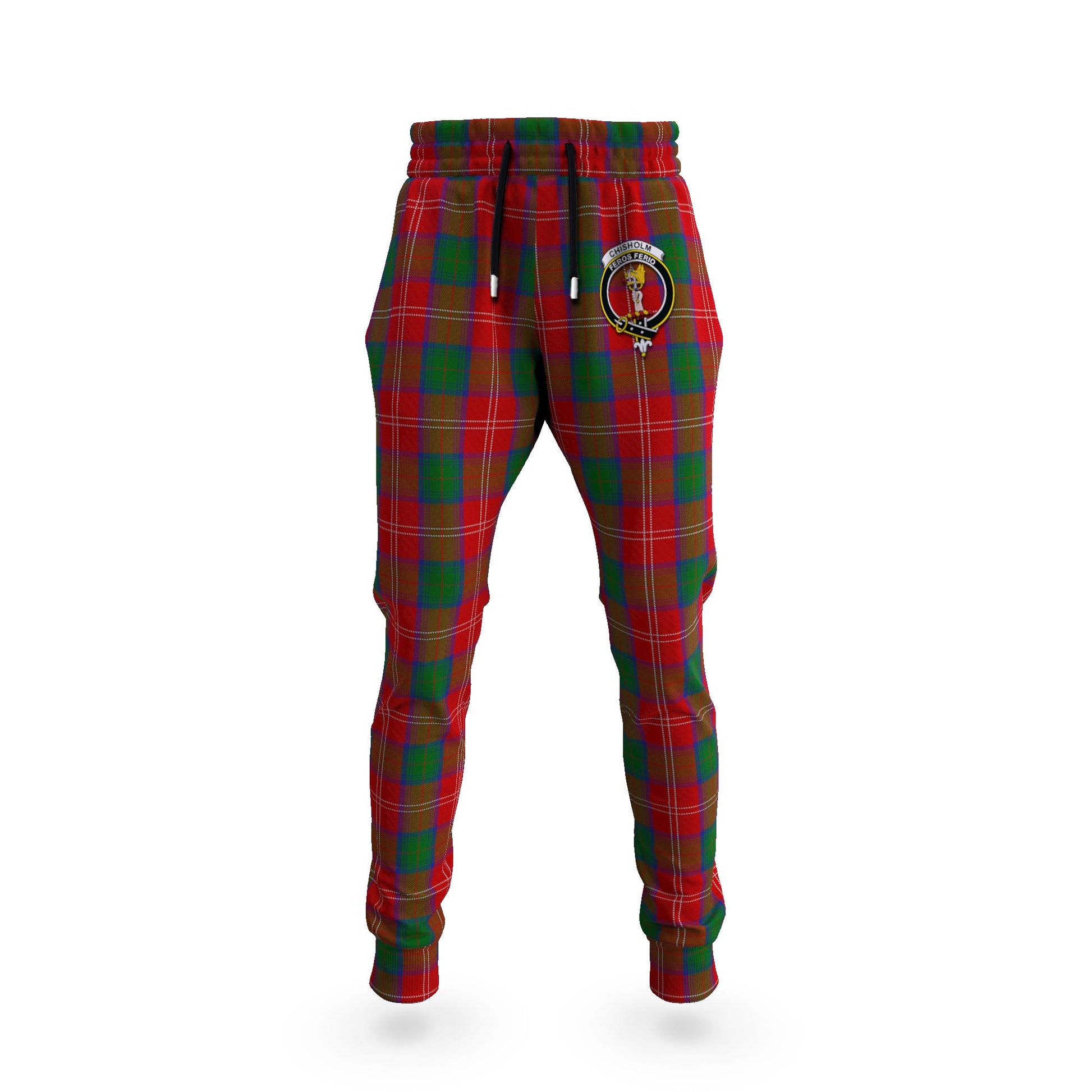 Chisholm Tartan Joggers Pants with Family Crest 5XL - Tartan Vibes Clothing