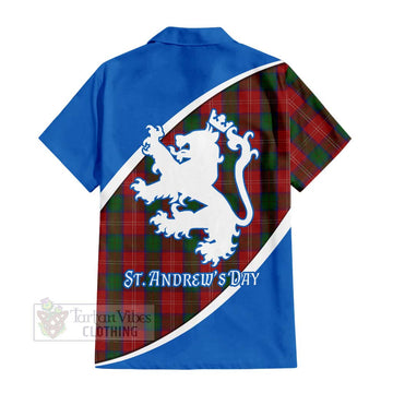 Chisholm Family Crest Tartan Short Sleeve Button Shirt Celebrate Saint Andrew's Day in Style