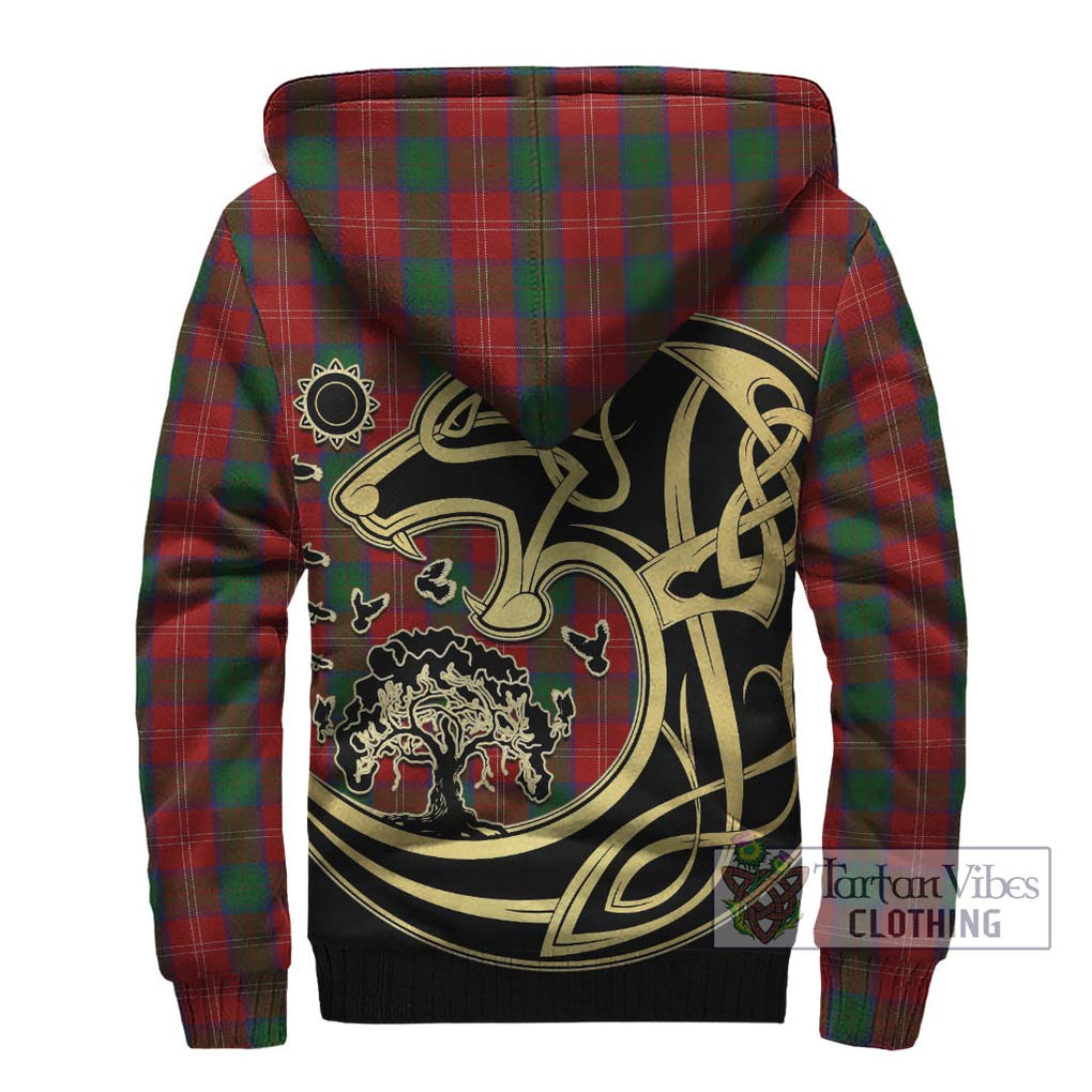 Chisholm Tartan Sherpa Hoodie with Family Crest Celtic Wolf Style - Tartan Vibes Clothing